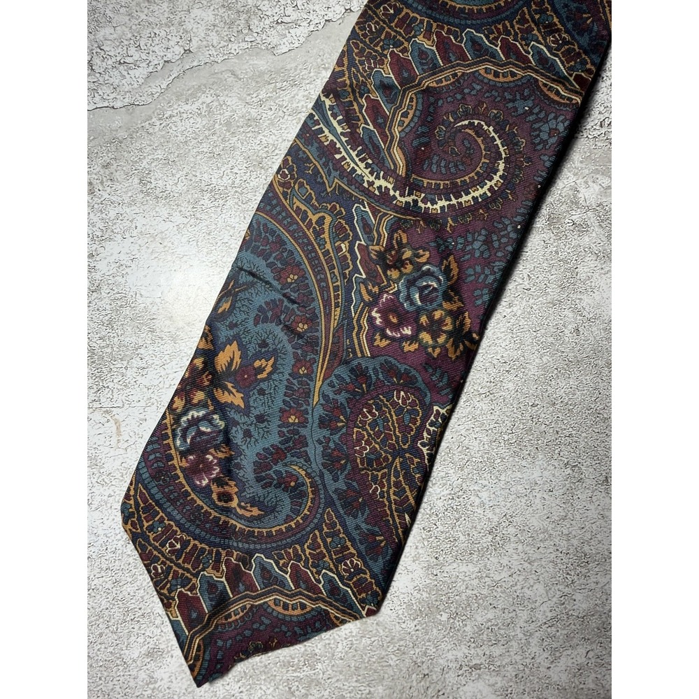 Pierre Balmain Italian Silk Tie Mens OS Purple Paisley Necktie X-Long Vintage